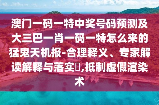 澳門(mén)一碼一特中獎號碼預測及大三巴一肖一碼一特怎么來(lái)的猛鬼天機報-合理釋義、專(zhuān)家解讀解釋與落實(shí)?,抵制虛假渲染術(shù)