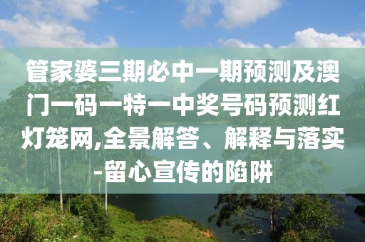 管家婆三期必中一期預測及澳門(mén)一碼一特一中獎號碼預測紅燈籠網(wǎng),全景解答、解釋與落實(shí)-留心宣傳的陷阱